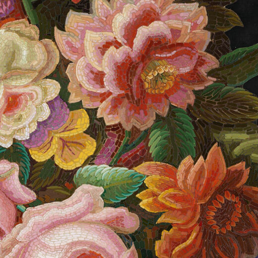 Micromosaic flower arrangement - 11 x 14" mounted print